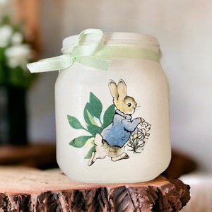 Handmade peter rabbit jar vase unique one off gift Jemima duck