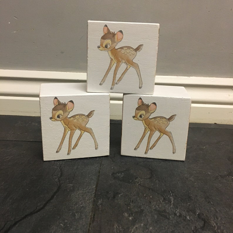 Handmade Disney Bambi wooden blocks Nursery Decor 8cm Etsy