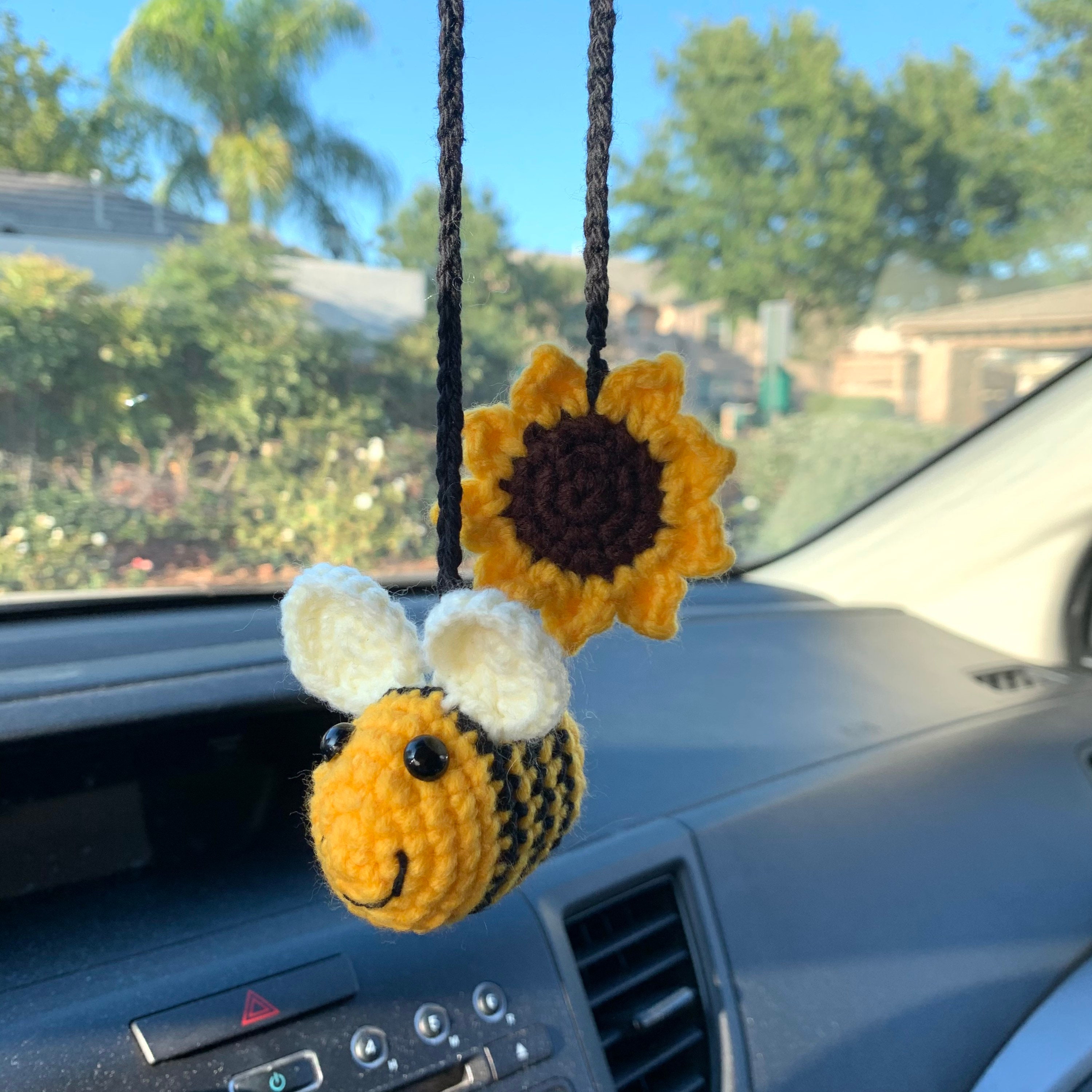 Sunflower Bee Car Accessories,decor Car, Rear Mirror Accessories