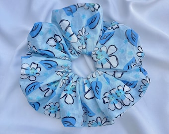 Floral Cotton Hair Scrunchie Handmade Scrunchie, Ponytail Holder, Gift for Women