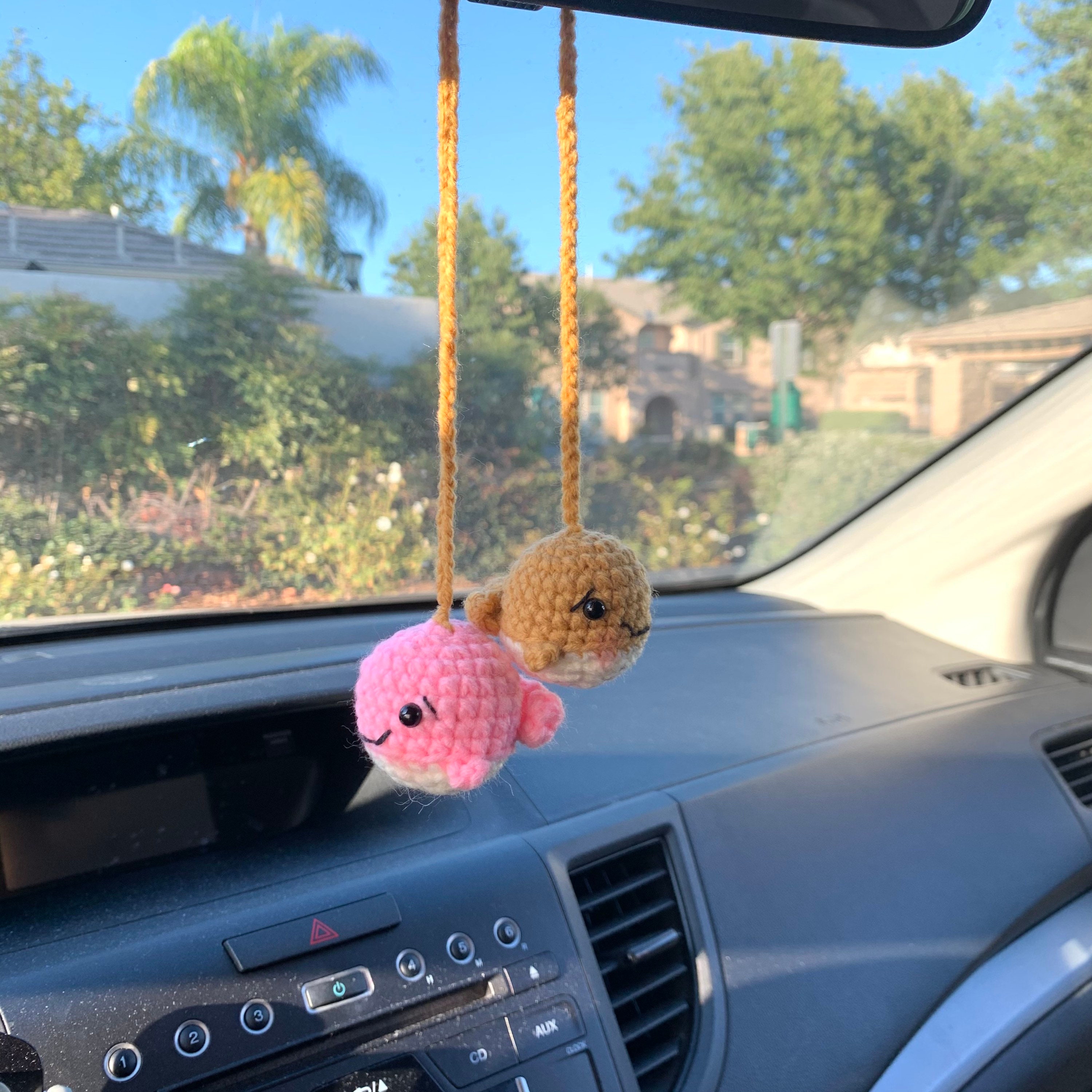 Hanging clown fish for rear view mirror Crochet car accessories