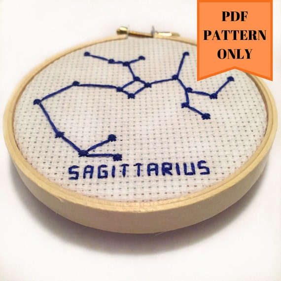 Sagittarius Constellation Cross Stitch Pattern Zodiac Sign Etsy