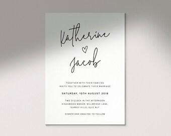 simple wedding invitation etsy