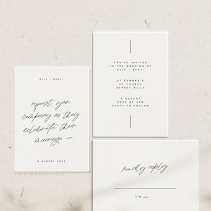 Minimalist Wedding Invitation Template, Simple Wedding Invitation with Lines, Editable Template [Sofia].