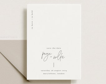 Minimalist Save The Date Canva Template, Simple Serif Font with Script Handwriting Font [Paige].