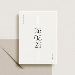 Einfache Numerische Save The Date Vorlage mit geometrischen Linien