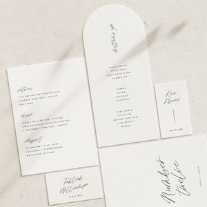 Customisable Wedding Template Set for Bar Menu, Table Numbers and Escort Cards. [Sofia]