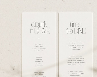 Simple Typography Wedding Menu Canva Template Set, Minimal Style Stationery for 2023. [Tahliah]