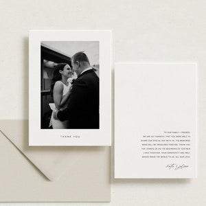 Minimalist Wedding Thank You Card with Photo, Editable Template, Printable Photo Thank You