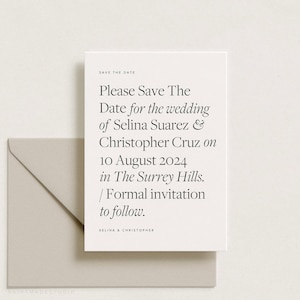 Typografisch Save The Date Card, modern und minimal Save The Date, Digital Save The Date, einfach druckbar Save The Date