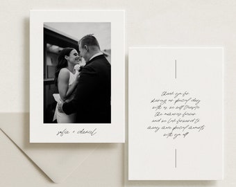 Modern Wedding Thank You Card With Photo, Minimalist Style, Editable Template. [Sofia]