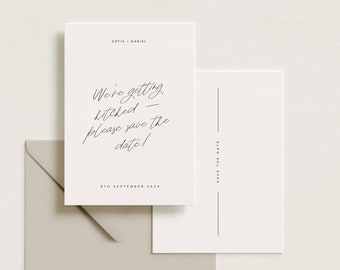 Minimalist Save The Date Template, Simple Save The Date Card with Lines, Editable Template. [Sofia]