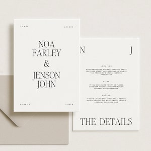 Minimal Canva Wedding Invitation Template with Simple Serif Typography [Noa].