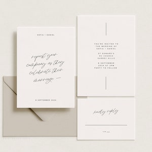 Minimalist Wedding Invitation Template, Simple Wedding Invitation with Lines, Editable Template [Sofia].