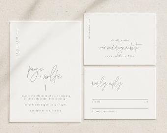 Minimalist Canva Wedding Invitation Template with Simple Serif and Handwriting Font [Paige].