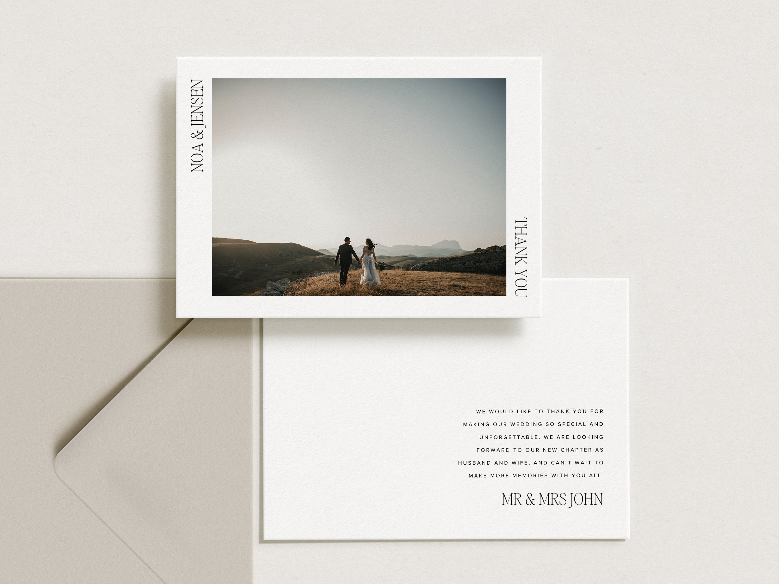 Modern Wedding Thank You Card With Photo, Editable Canva Template [noa ...