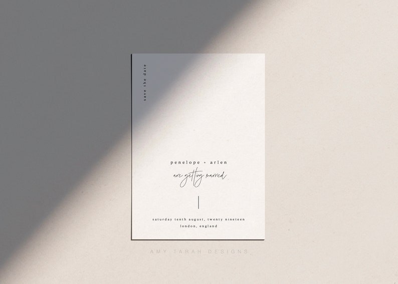 Simple Save The Date Minimal Wedding Stationery Minimalist Save The Date Card