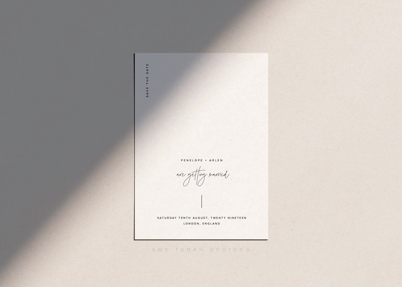 Simple Save The Date Minimal Wedding Stationery Minimalist Save The Date Card