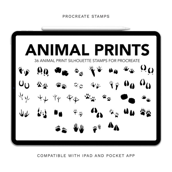 Procreate Animal Paw Prints Stamps, Animal Paw Print Stamps, Procreate Stamp, Animal Prints, Animal Paw Prints