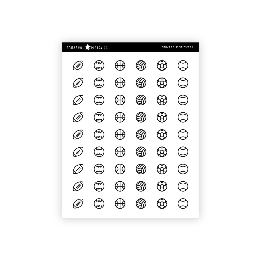 Printable Minimal Icons, Sports Stickers, Functional Icon Stickers ...