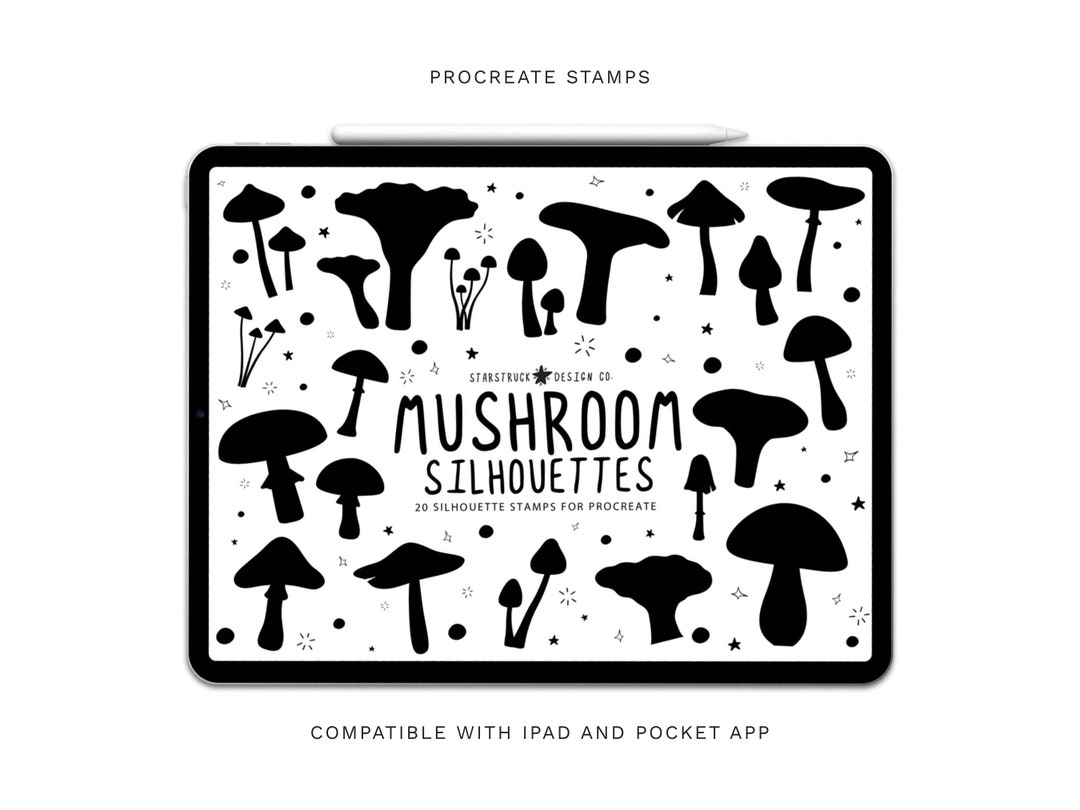 Procreate Mushroom Stamps, Mushroom Stamps, Procreate Stamp, Mushrooms