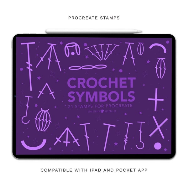 Procreate Crochet Symbol Stamps, Crochet Stamps, Procreate Stamp, Crochet Symbols