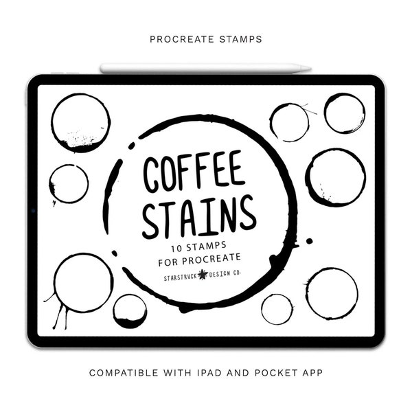 Procreate Coffee Stain Stamps, Coffee Stain Stamps, Procreate Stamp, Coffee Stains, Tea Stains, Instant Download