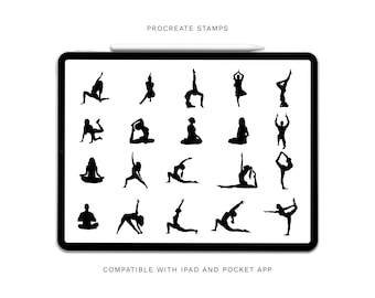 Procreate Yoga Poses Silhouette Stamps, Yoga Stamps, Procreate Stamp, Yoga