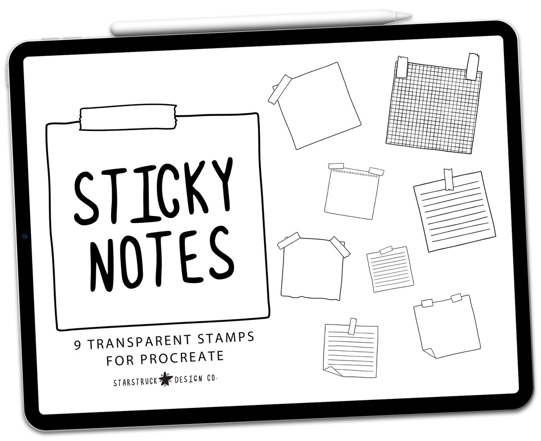 Procreate Sticky Note Stamps, Sticky Note Stamps, Procreate Stamp