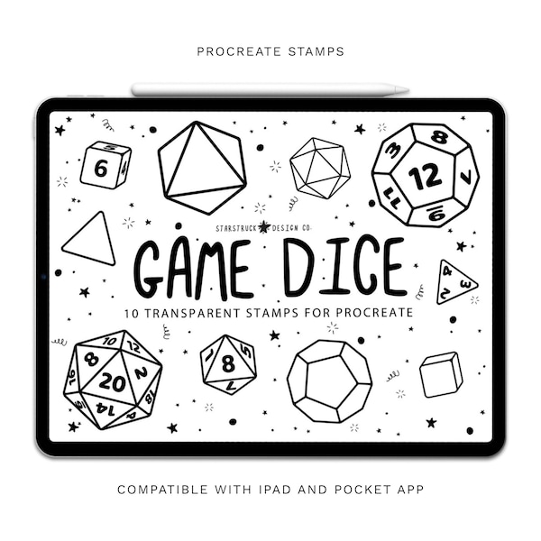 Procreate Dice Stamps, Dice Stamps, Procreate Stamp, Game Dice, Dice, Instant Download