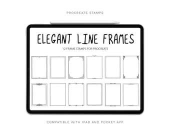 Procreate Frame Stamps, Elegant Frame Stamps, Procreate Stamp, Frames, Line Frame, Instant Download