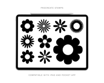 Procreate Daisy Silhouette Stamps, Daisy Stamps, Procreate Stamp, Dasies