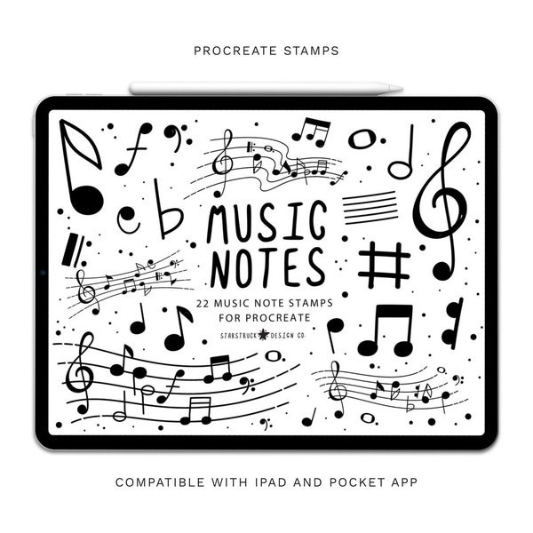 Procreate Musik Note Stempel, Musik Note Stempel, Procreate Stempel, Musiknoten, Sofort Download