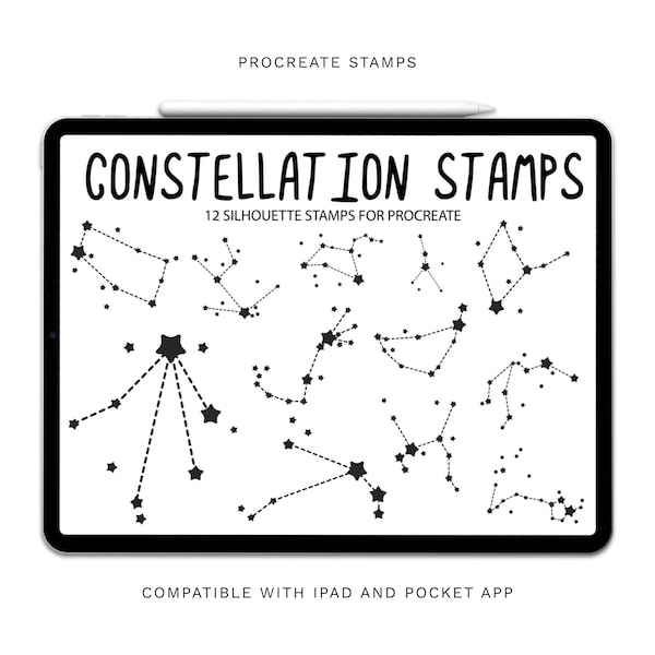 Procreate Constellation Stamps, Constellation Stamps, Procreate Stamp, Zodiac, Horoscope, Constellation, Procreate