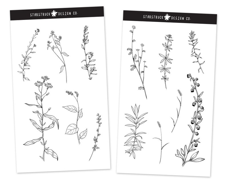 Printable Flower Stickers Flower Sticker Pack Flower Sticker Etsy