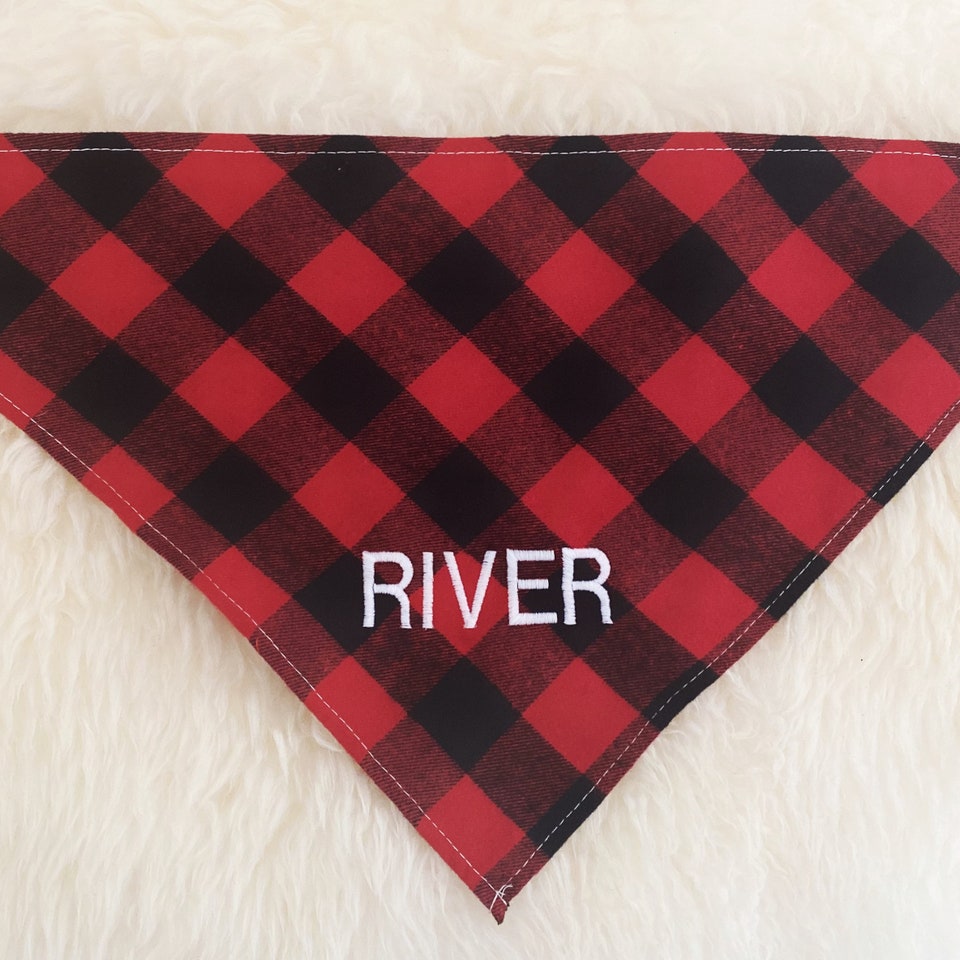 Personalized Plaid Dog Bandana