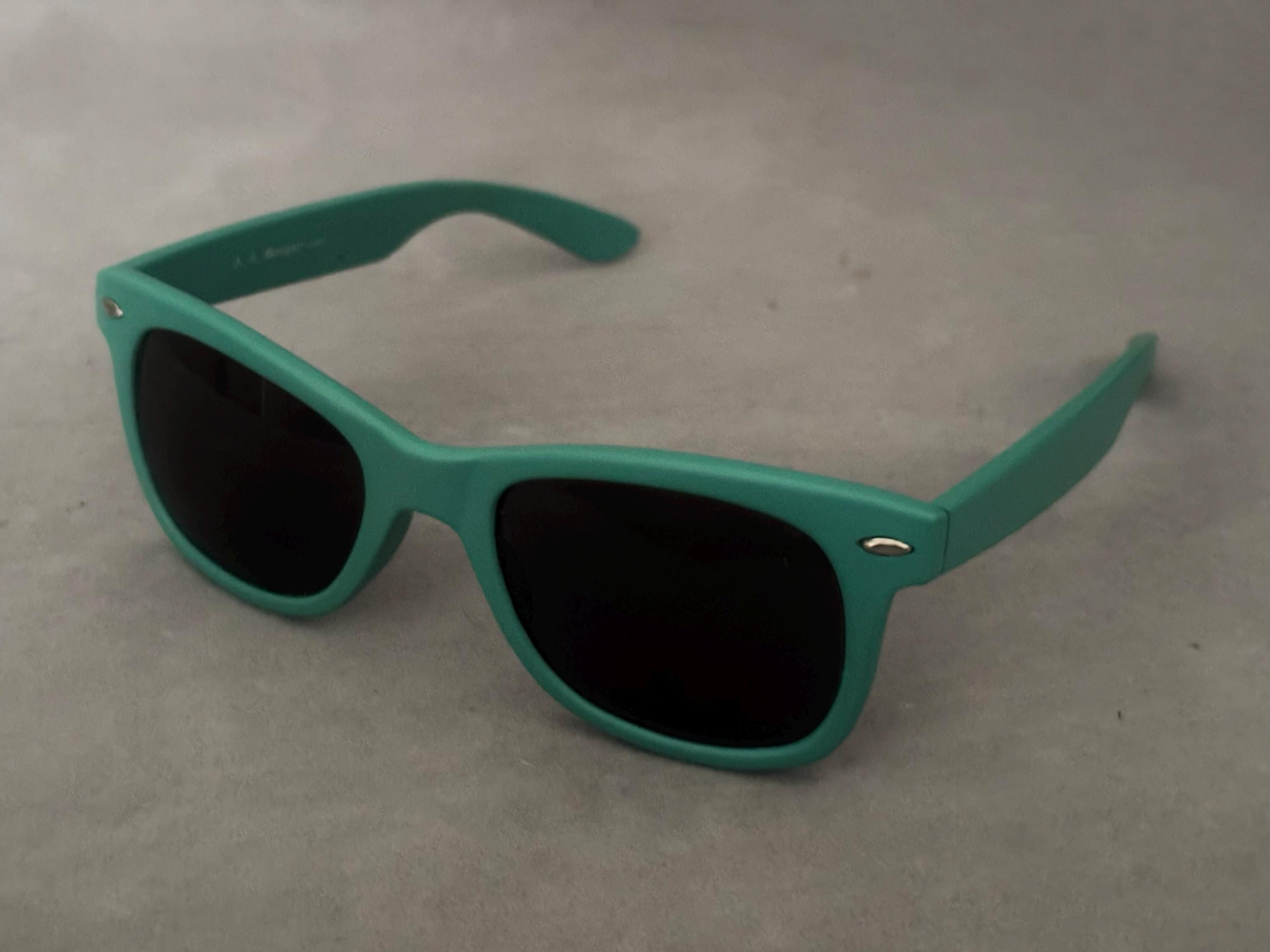 Early 2000s Vintage Y2k Retro Matte Turquoise Blue Sunglasses by