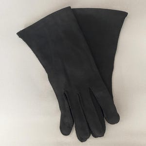 1950s Black Above Wrist Gloves | 50s Vintage Nylon Gloves (3&quot; palm)