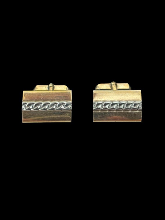 1940s Rectangular Two Tone Rectangular Cuff Links… - image 3