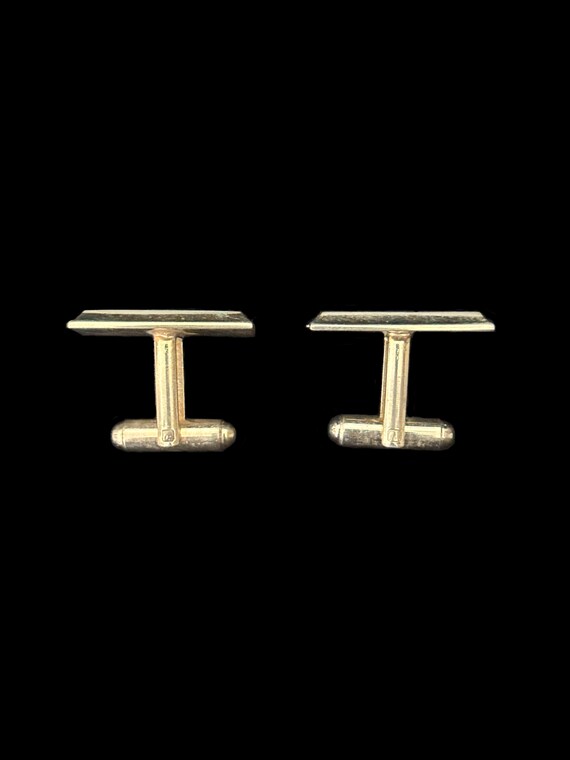 1960s Rectangular Two Tone Cuff Links | 60s Vinta… - image 5