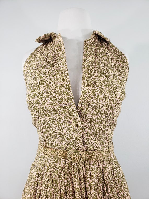 1950s Quilted Cotton Halter Dress, Size Extra Sma… - image 3