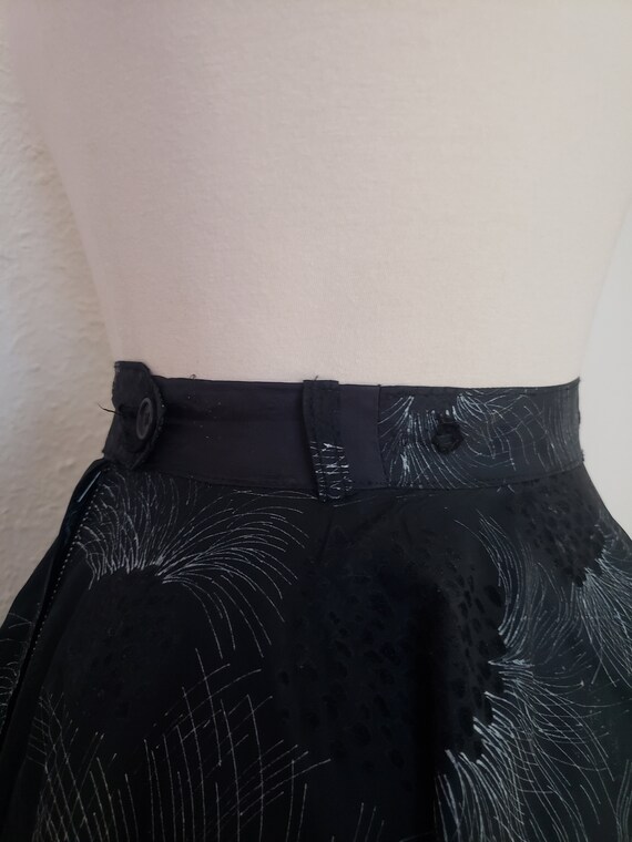 Vintage 1950s Black Flocked Skirt