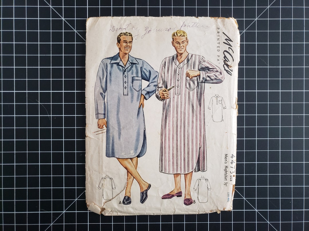 1940s Mccall's Men's Nightshirt Pattern, Size Medium 40s Sleepwear