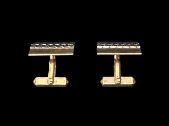 1940s Rectangular Two Tone Rectangular Cuff Links… - image 6