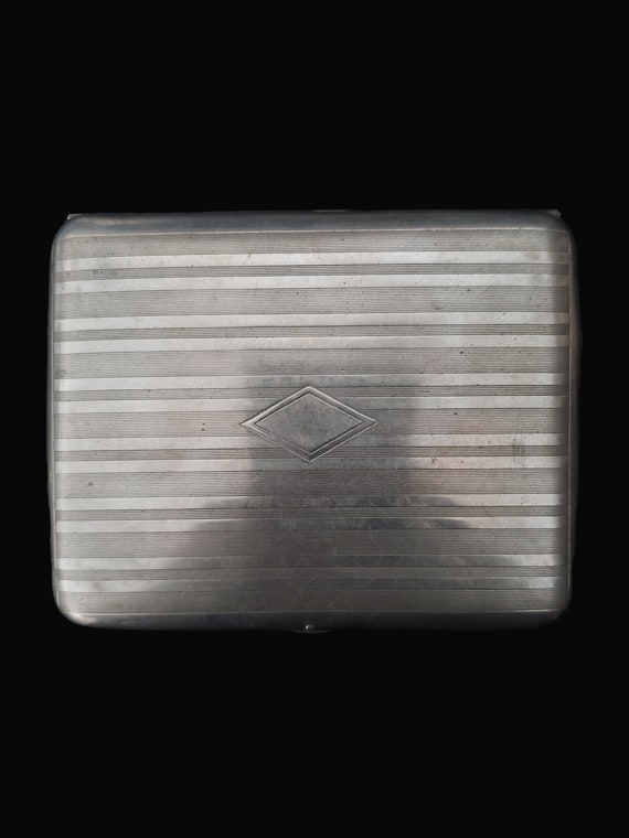 1930s Art Deco Silver Tone Cigarette Case | 30s V… - image 1