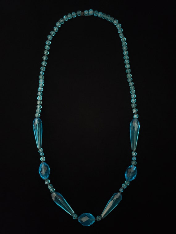 1920s Aqua Glass Long Necklace | 20s Vintage Turq… - image 4