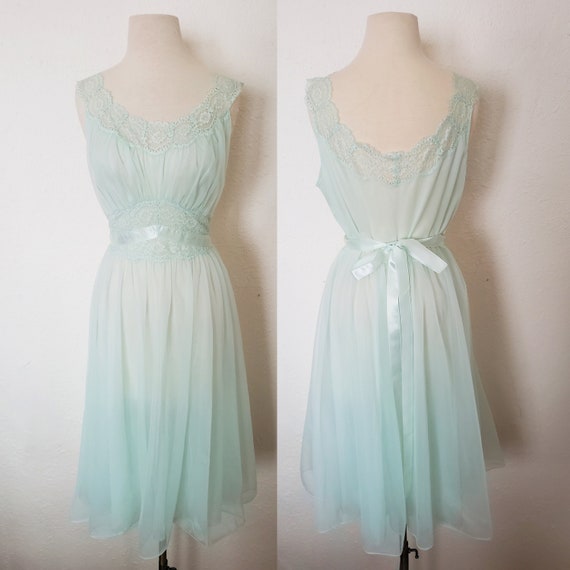 1940s Pale Aqua Ballerina Nightgown by Vanity Fair, S… Gem