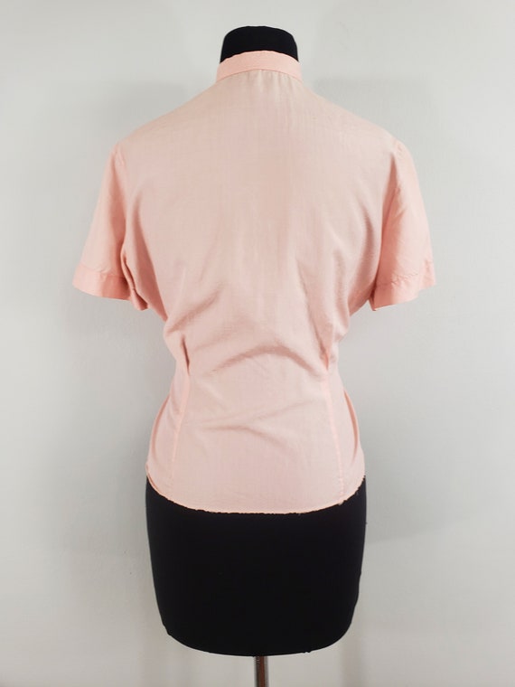 1940s Pink Silk Blouse by Judy Bond, Medium to La… - image 8