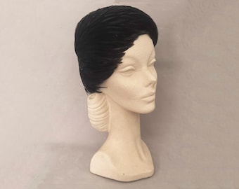 1940s Black Straw Hat With Black and White Black Feather  display picture 2