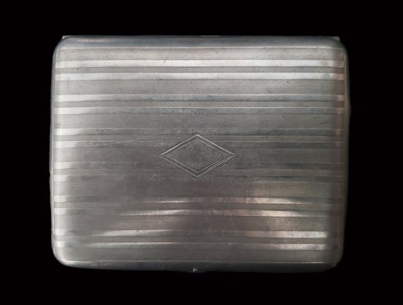 1930s Art Deco Silver Tone Cigarette Case | 30s V… - image 2